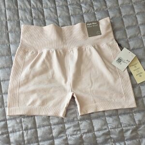 Forever 21 High-Rise Bike Shorts in Pale Pink